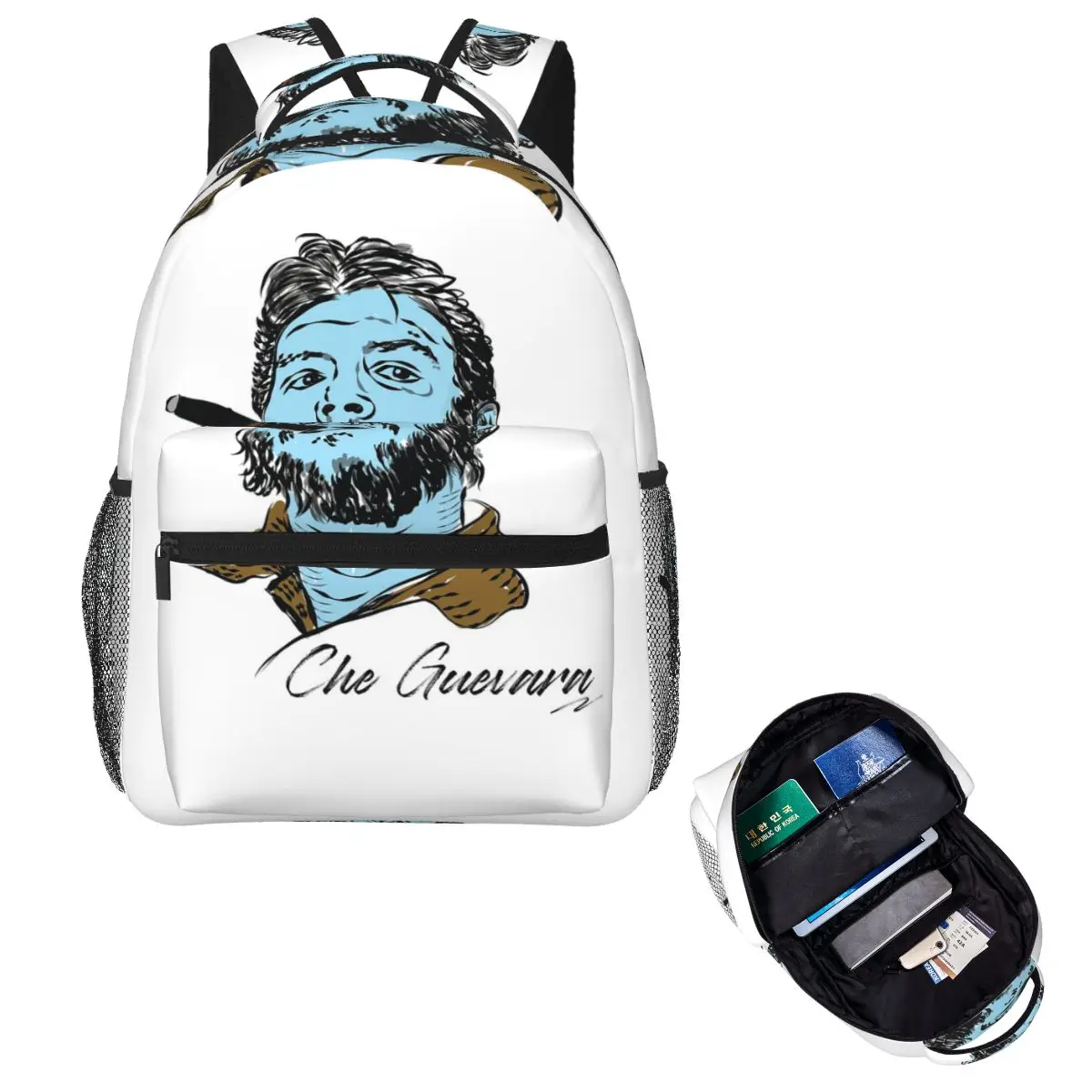 

Ernesto Che Guevara. Hand-drawn Portrait Student Backpack School Bag Hiking Travel Daypack Fashion Bookbag Shoulder Bags