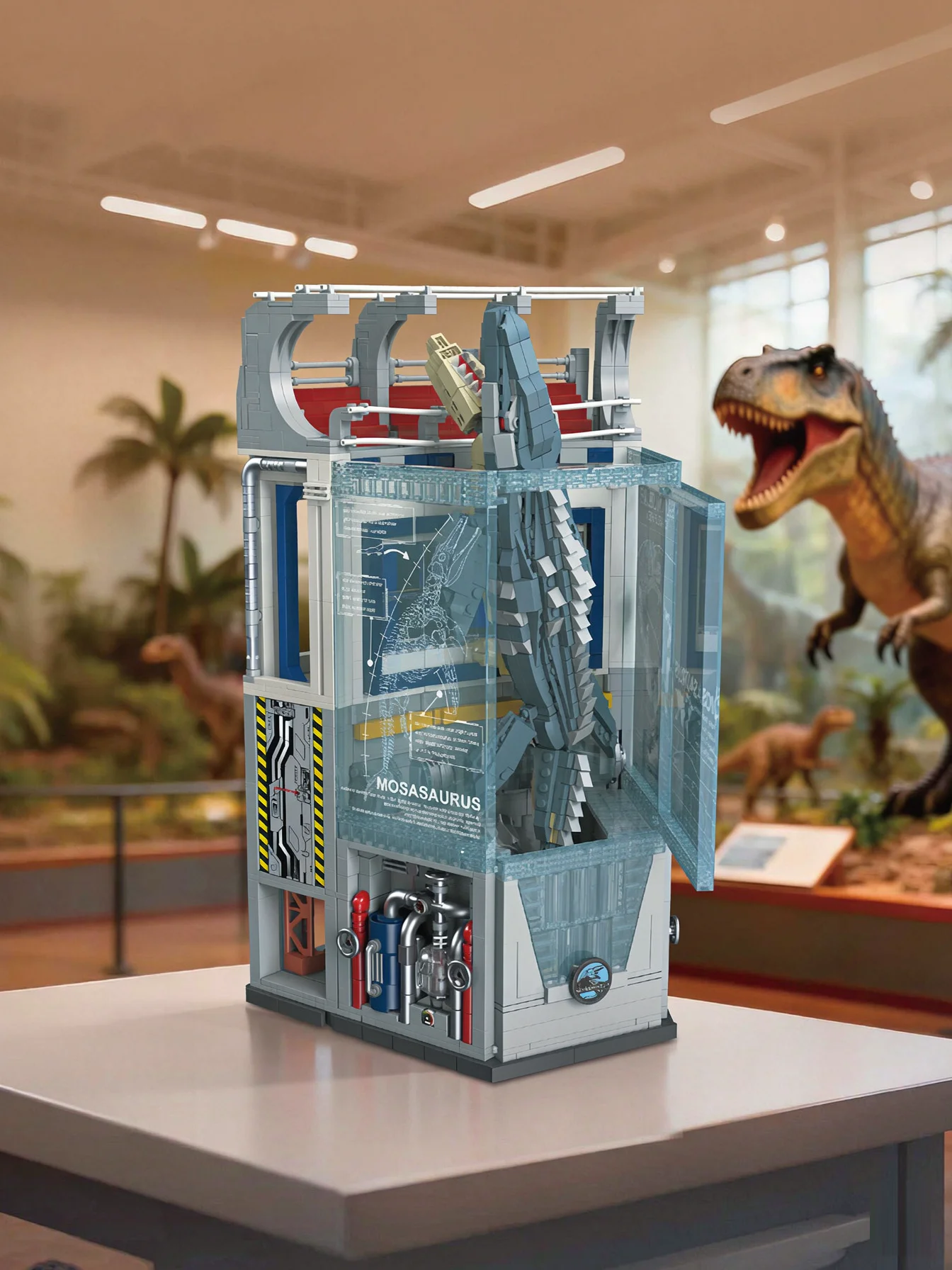 iDEA Jurassic Dinosaurier Baustein Unterwasser-Forschungsmodul Mosasaurus Konstruktionsbaustein Lernspielzeug für Geschenke – Detail 1