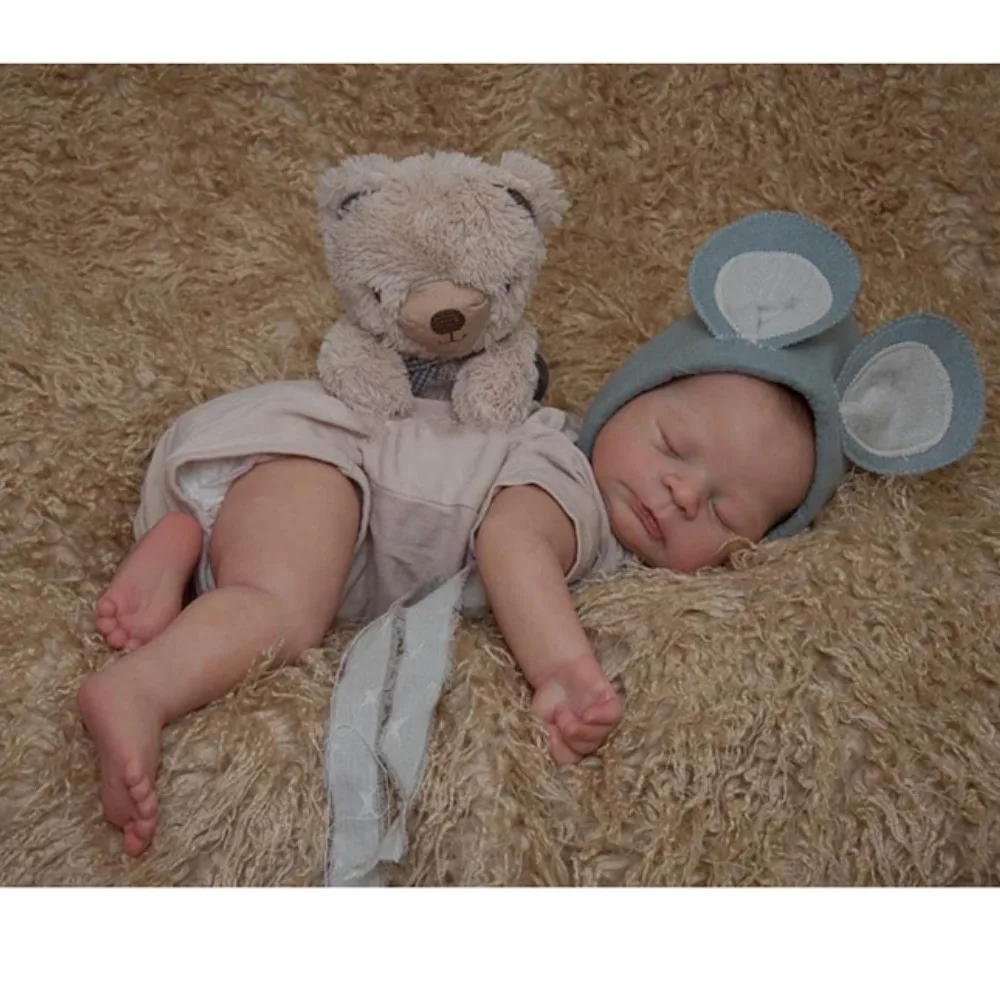 49CM Reborn Baby Doll Timothy Newborn Sleeping Real Looking Baby Dolls 3D Paiting Skin with Visible Veins Muñeca Bebe Reborn Toy