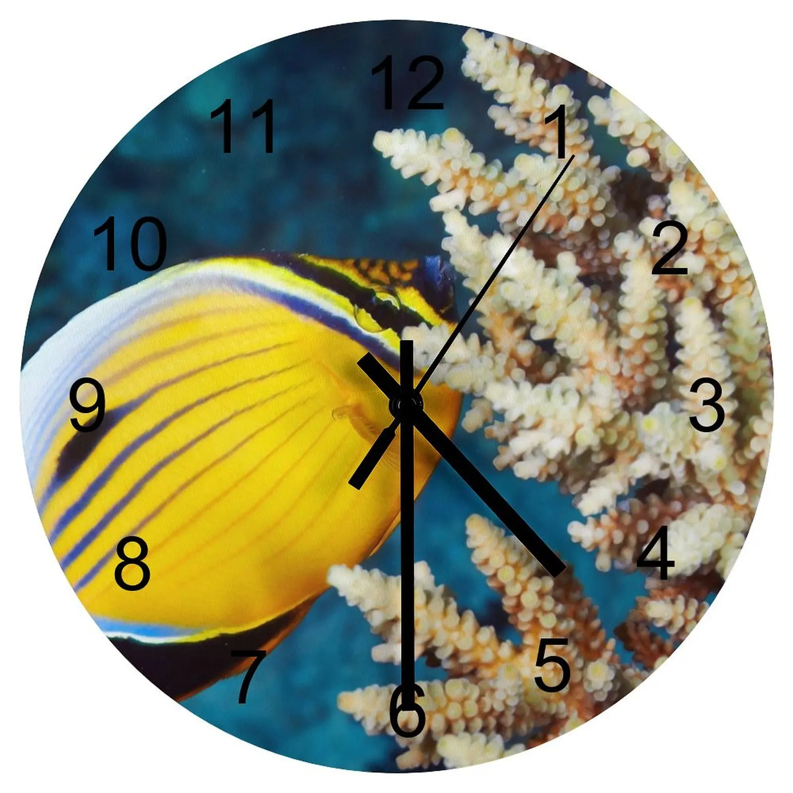 

Office Wall Clock Stunning underwater world Clocks 12 inch Silent Fashion Round 3D Display Patterned Sporty