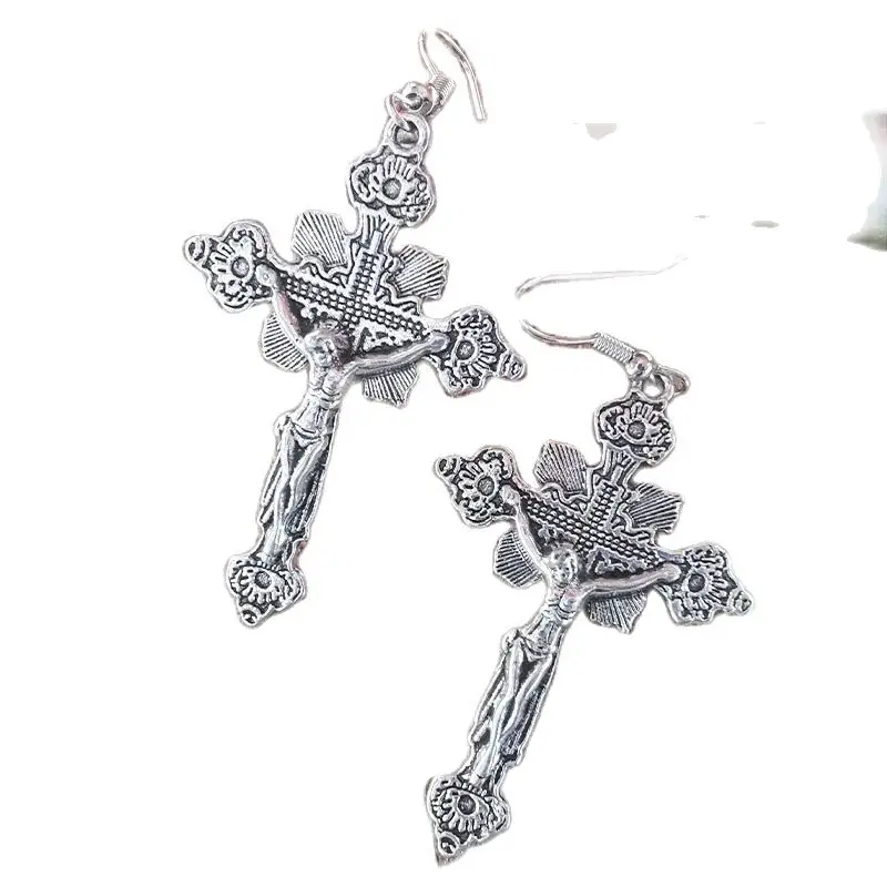 Fashion Jesus Earrings for Women Vintage Crosses Drop Dangle Goth Jewelry Accessories Personalized Gothic Holiday Gifts