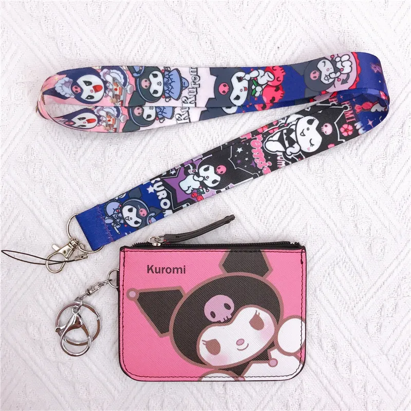 Kawaii Sanrio Hello Kitty My Melody Cinnamoroll Kuromi Cartoon Anime Card Holder Id Coin Purse Keychain Storage Pendant Gifts