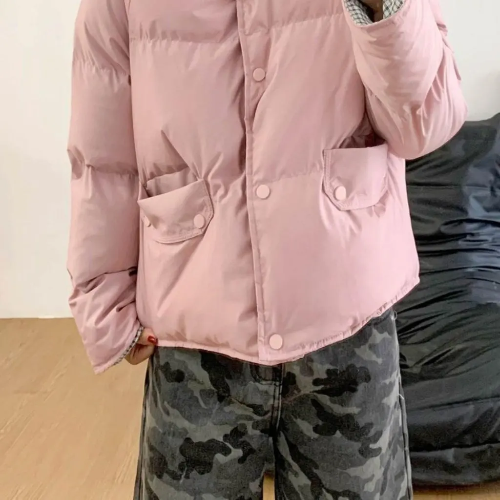 

Pink Cotton Jacket Women's Fashionable Korean Style Autumn Winter Coated Outerwear High-End Sensation Trendy Mini Quilted Coat