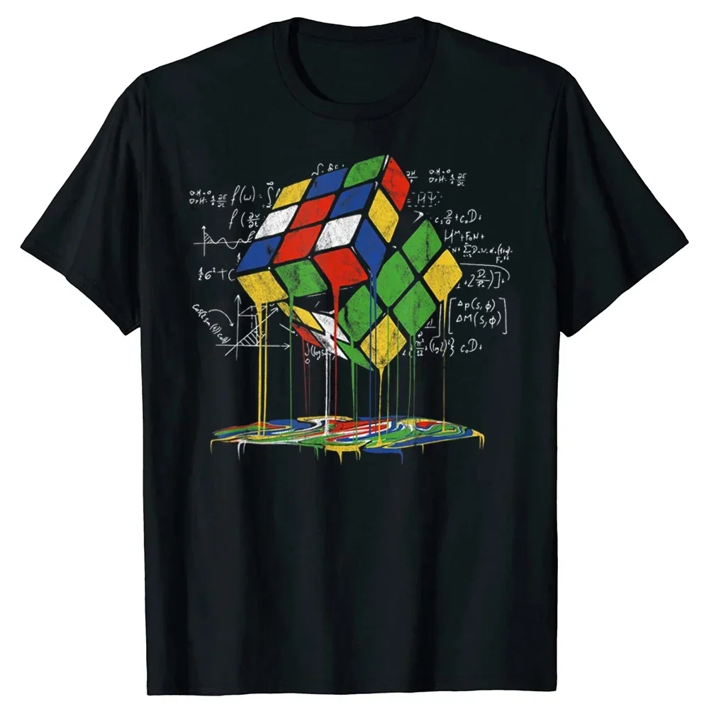 

Summer Rubics Graphic Cotton Streetwear Short Sleeve T-shirt Men Funny Melting Cube Speed Cubing Vintage Math T Shirts