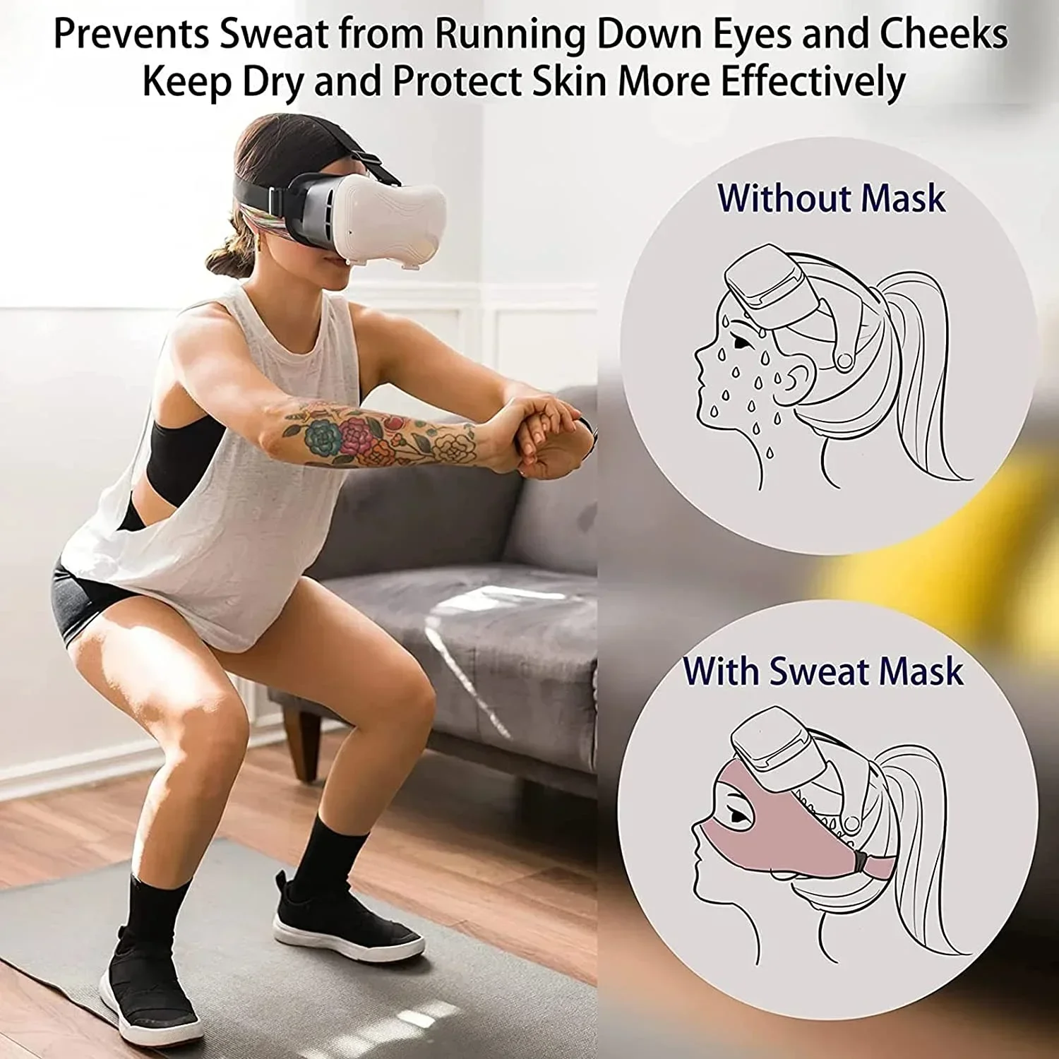 Eye Mask For Meta Oculus Quest 2 Sweat Band VR Glasses Cover Breathable Virtual Reality Headset For Mate Quest 3/3S Accessories view 2