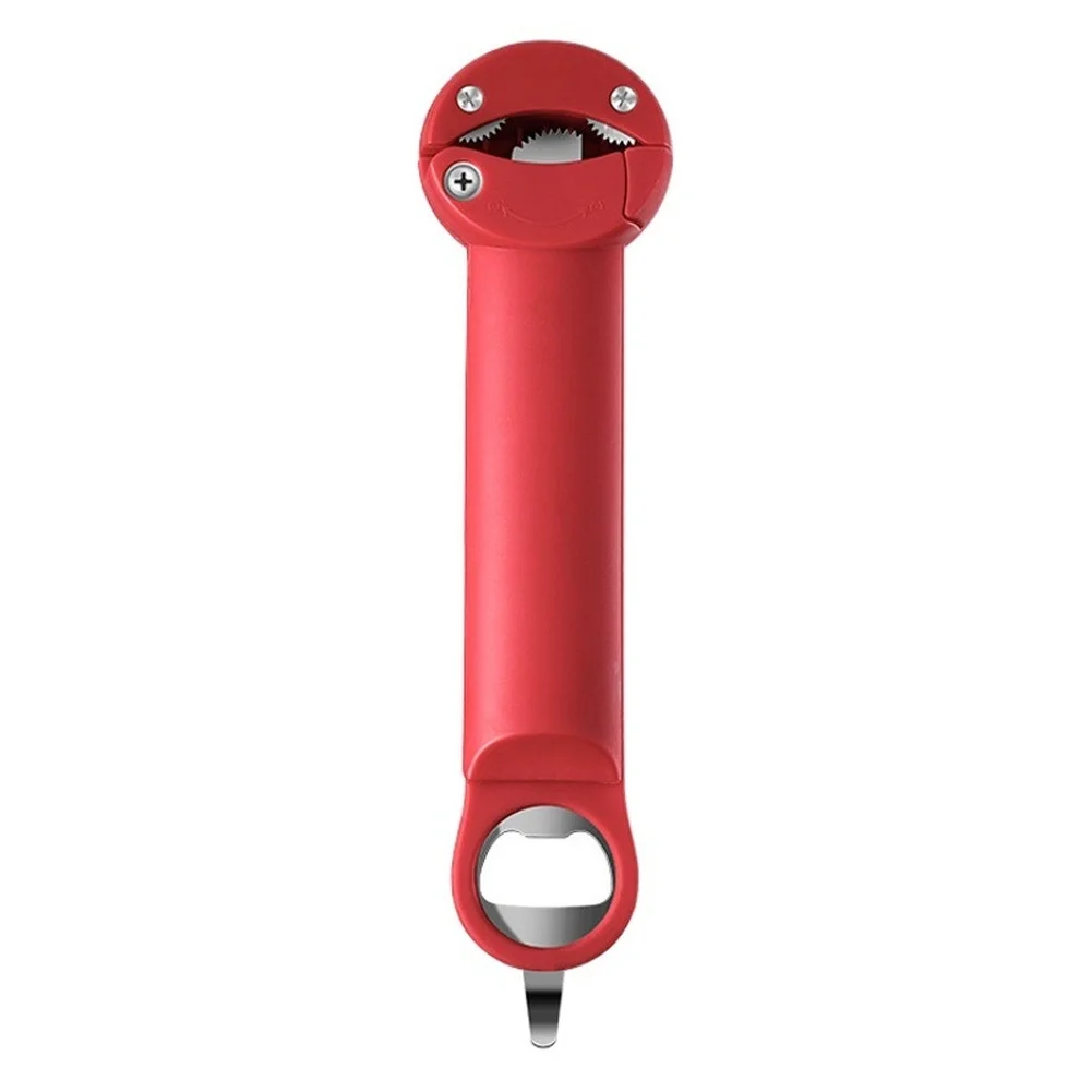 

Retractable Teeth Red Adjustable Opener Stainless Steel Teeth Sliding Clamp Mechanism Ergonomic Extended Handle