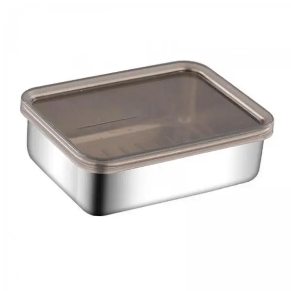 Stackable Fridge Organizer Stainless Steel Food Box Reusable Leakproof Lunch Container with Lid for Outdoor Indoor Use