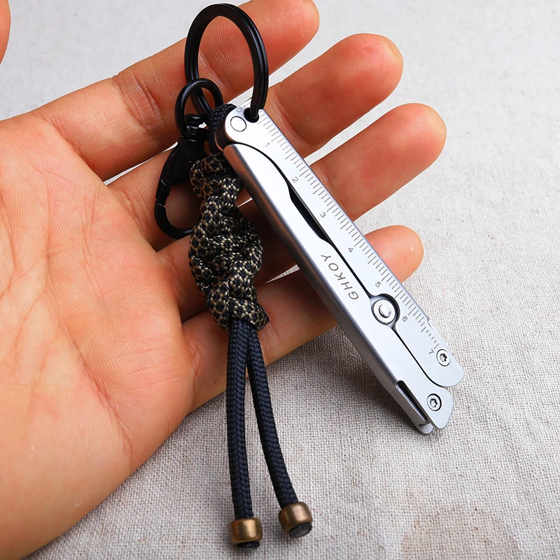 Tragbares EDC aus Edelstahl für den Außenbereich mit Loch zum Aufhängen, Mini-Klappschere, Camping, Wandern, Auto, Notfallwerkzeug