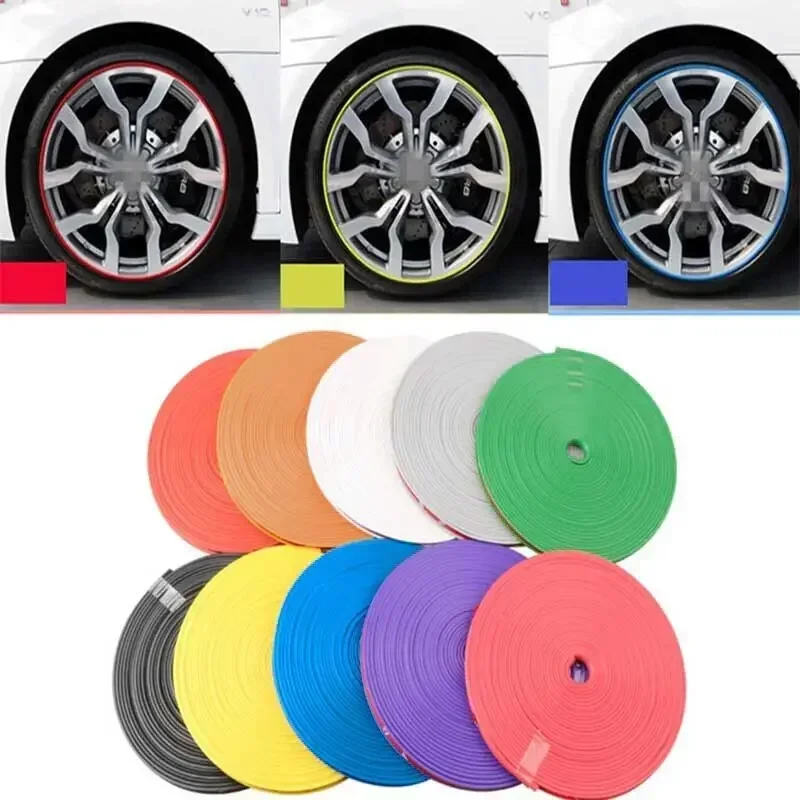Tira Protectora para Llantas de Coche de 8 m, Cinta Protectora Anticolisión, Adorno Decorativo Rojo para Protección del Contorno de las Llantas