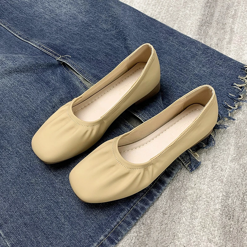 

Женские повседневные туфли на плоской подошве, модные лоферы с квадратным носком, женские нескользящие дышащие мокасины, женская обувь 2024