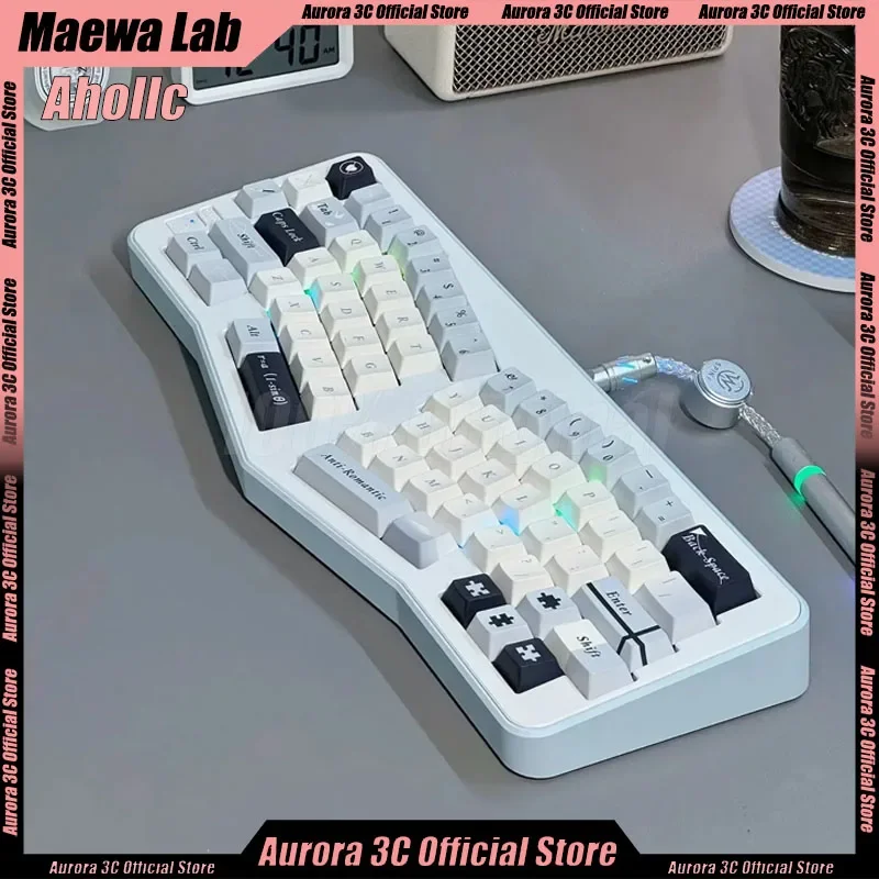 New Maewa Lab Ahollc Mechanical Keyboard Kit  3mode Aluminium Alice Keyboard Kit Mirror PVD Hot Swap Customize Game Keyboards Ki