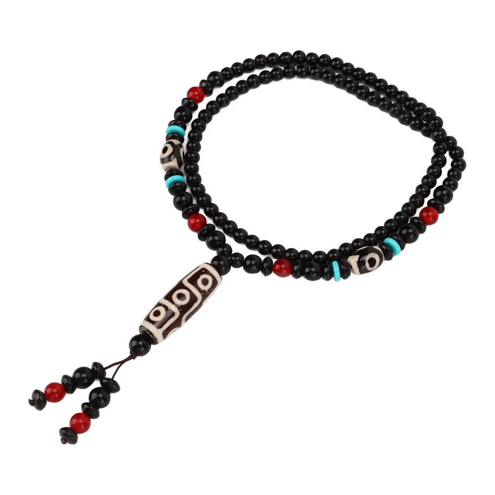 1pcs Good Fortune Handmade Dzi Bead Elegant Design Boho Style Nine Eyed Dzi Pendant Agate pale gloss Stone For Women Men