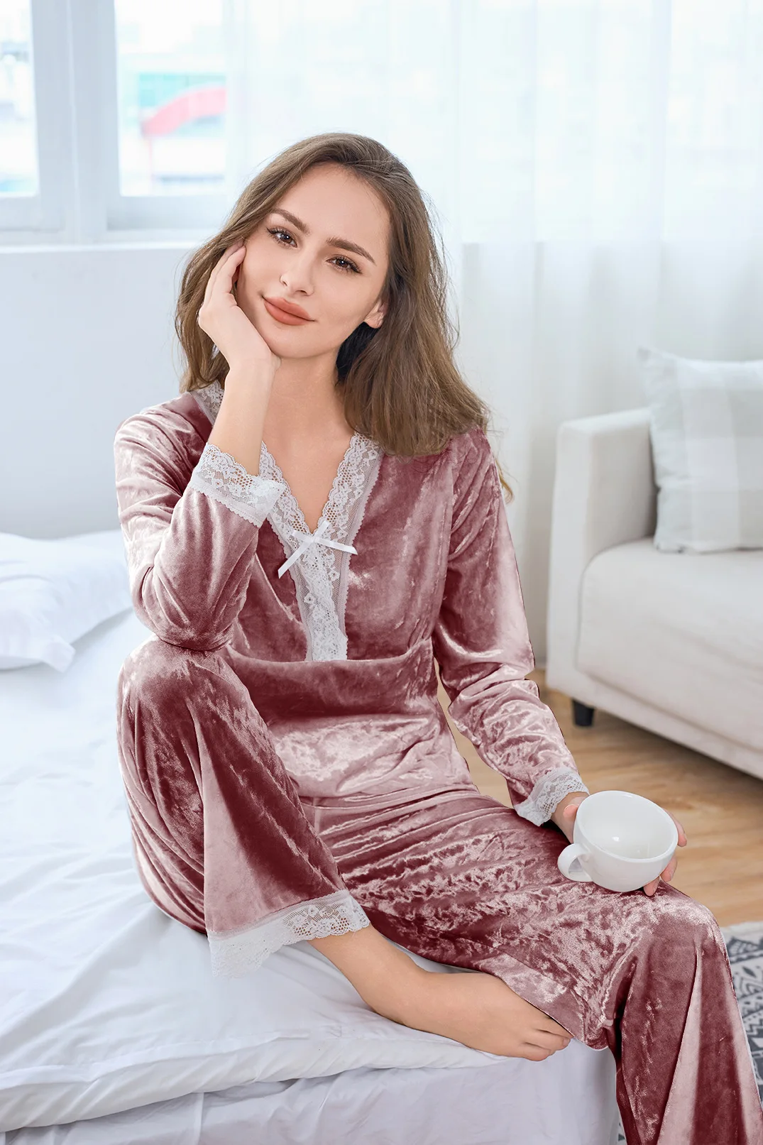 

Winter Pajamas Women Pyjamas Woman 2 Piece Set Women's Home Clothes Warm Sleepwear for Winter Ensembles Pyjama Femme Ensemble
