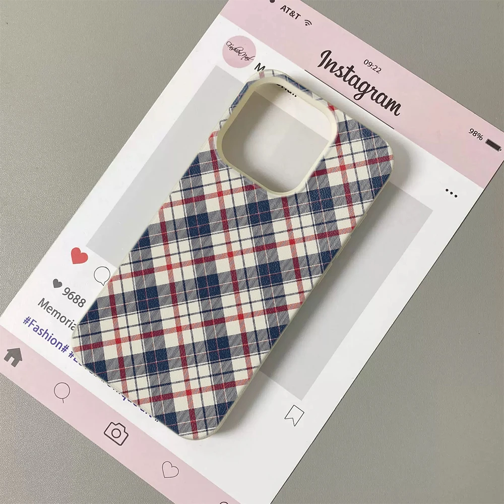 Coque de protection durable et résistante aux rayures à carreaux écossais rouge marine pour iPhone 14 16 17 13 12 15 Pro Air