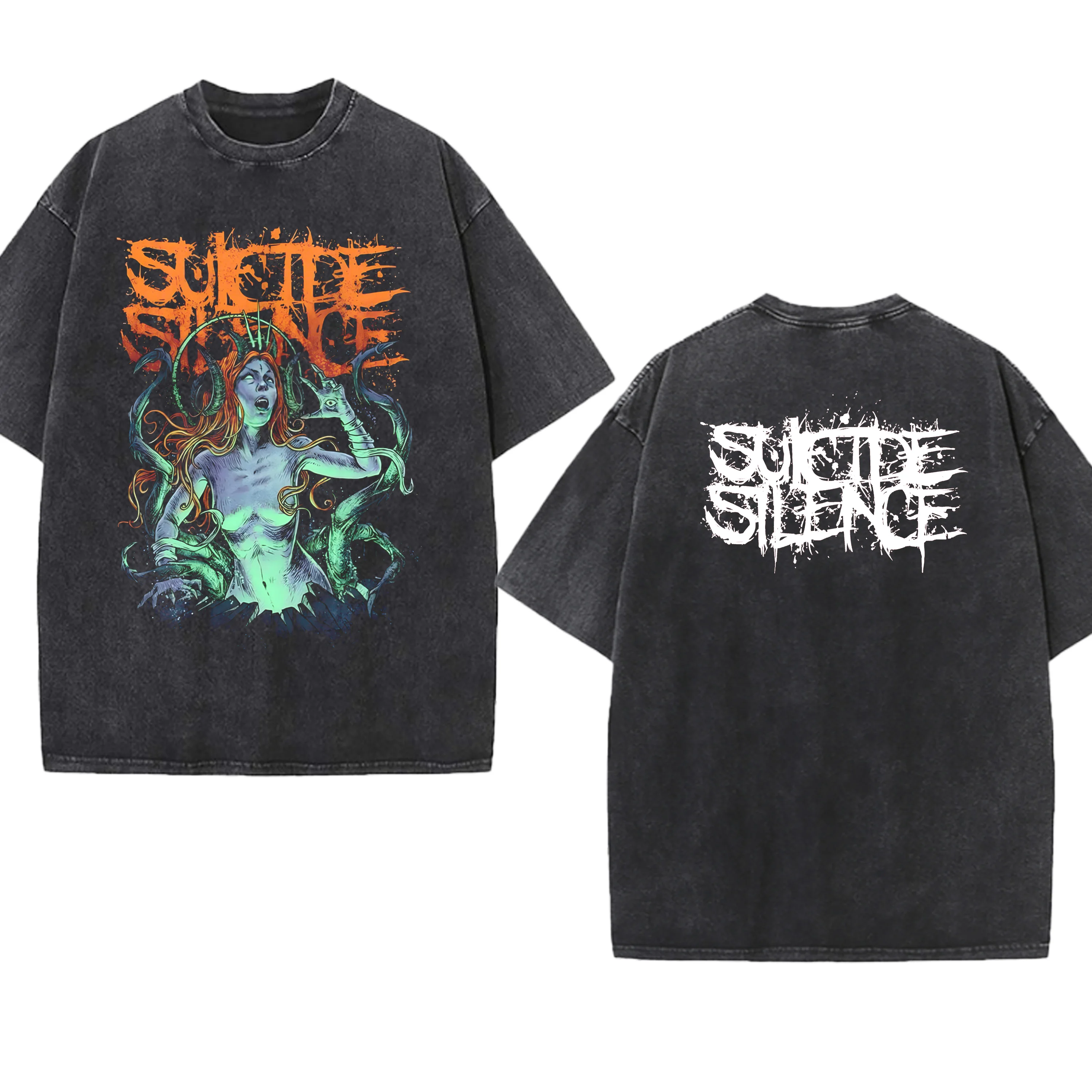 الفرقة غسلها تي شيرت الانتحار الجرافيك الصمت Deathcore-الفرقة القطن خمر جولة الرقبة روك الرجال النساء الشارع الشهير تيز قصيرة الأكمام #5