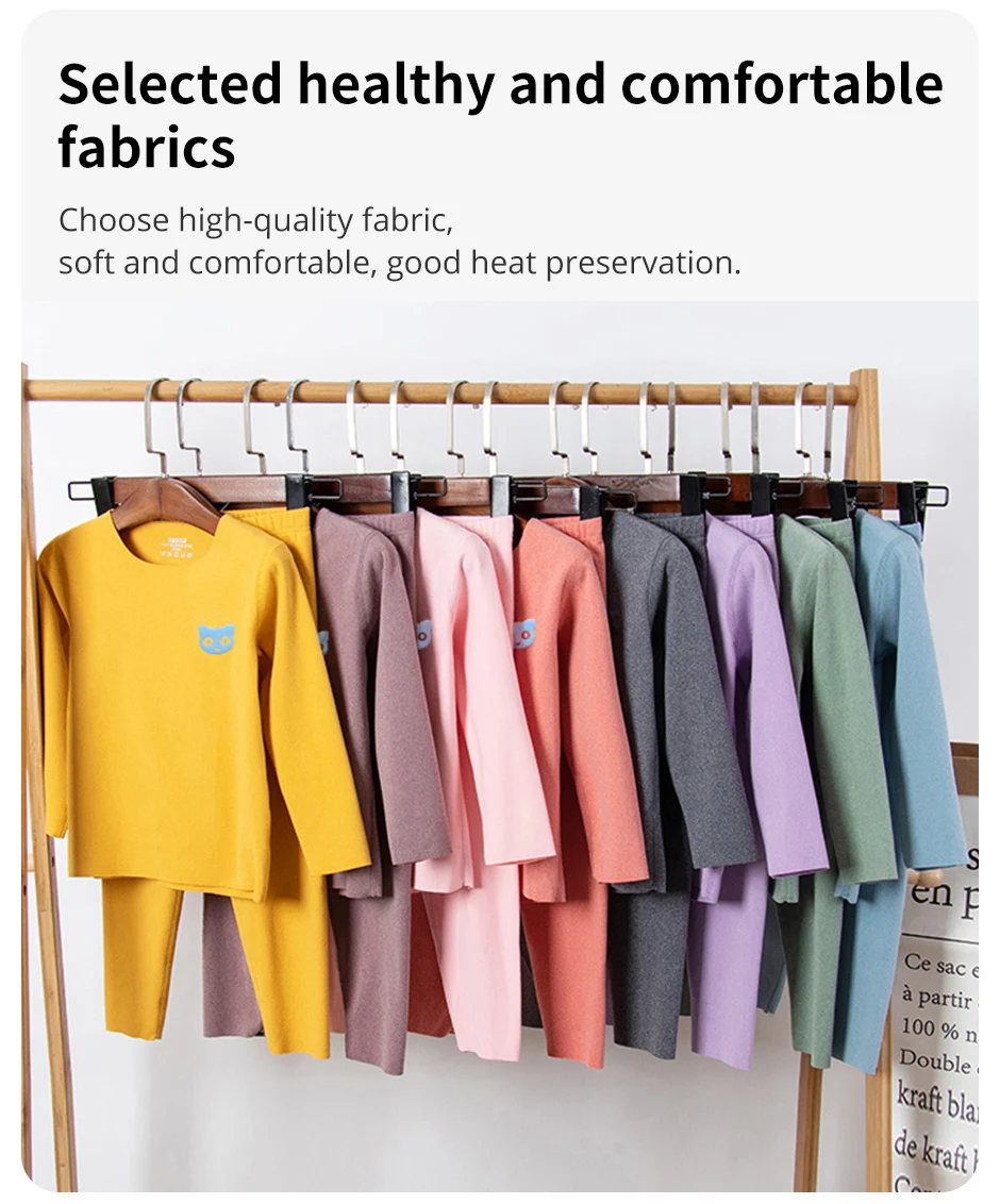 Kinder-Thermo-Unterwäsche für Jungen und Mädchen, Herbst-Katzenkopf-Print, modische langärmelige Freizeithose für den Heimgebrauch – Detail 5