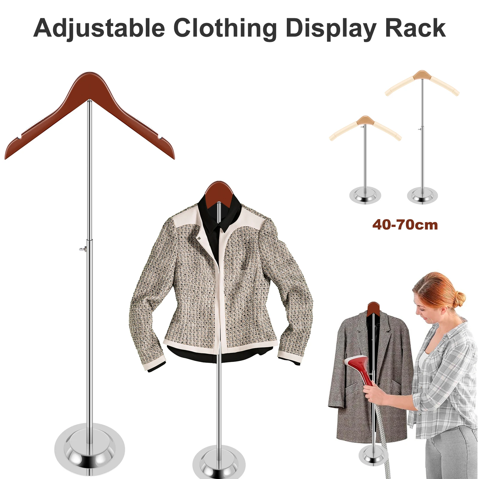 Adjustable T-Shirt Display Stand 40-70cm Flexible Shoulder Rack Multi-Purpose Holder Jacket Sweater Coat Garment Display Stand