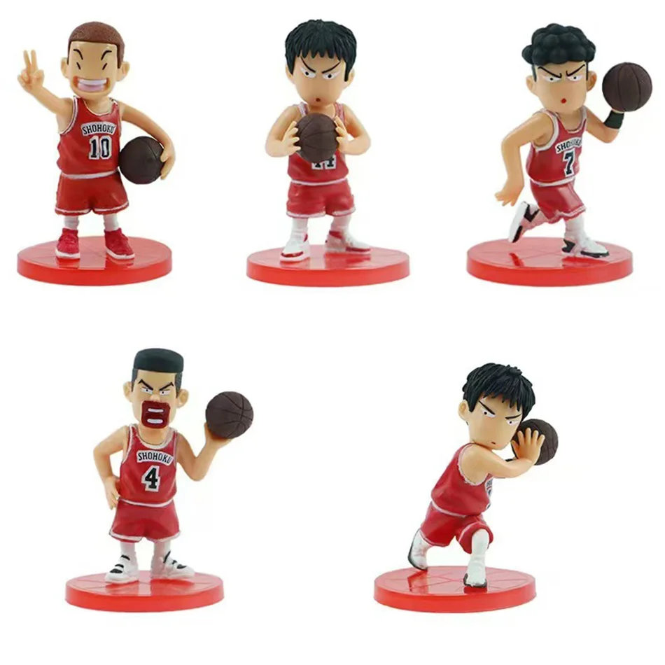 5 Pieces/Set Of Anime Slam Dunk Hanamichi Sakuragi Rukawa Kaede Miyagi Ryota Mitsui Hisashi AkagiTakenori Q Version Pvc Toy Gift