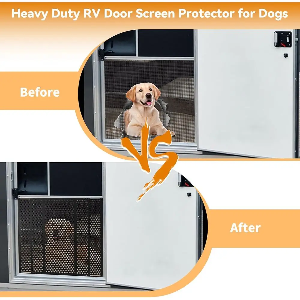 واقي باب شاشة RV يضبط من 21.5 بوصة - 35 بوصة، شبكة باب دخول RV، مدافع شاشة قابل للتعديل لشاشة تخييم باب RV