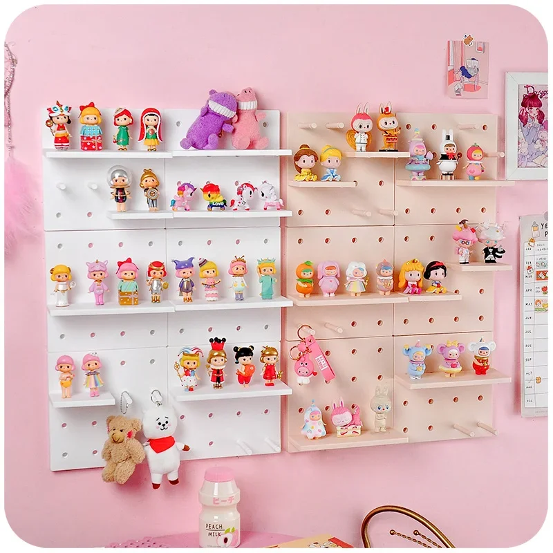 Wall-mounted Hole Board Wall Shelf Free Punching Hanger Bookshelf  Figure Display Shelves Stand Bedroom Desk Wall Storage Holder