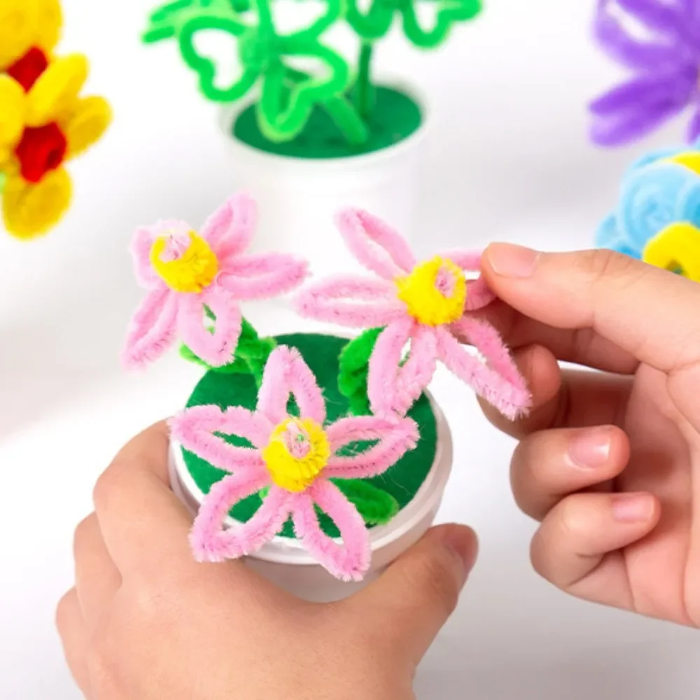 100 PC Plush Stick สีสัน Chenille ลําต้นท่อทําความสะอาดตุ๊กตา Tinsel Stem สาย Twist Stick ผม DIY CRAFT ของเล่นเพื่อการศึกษา