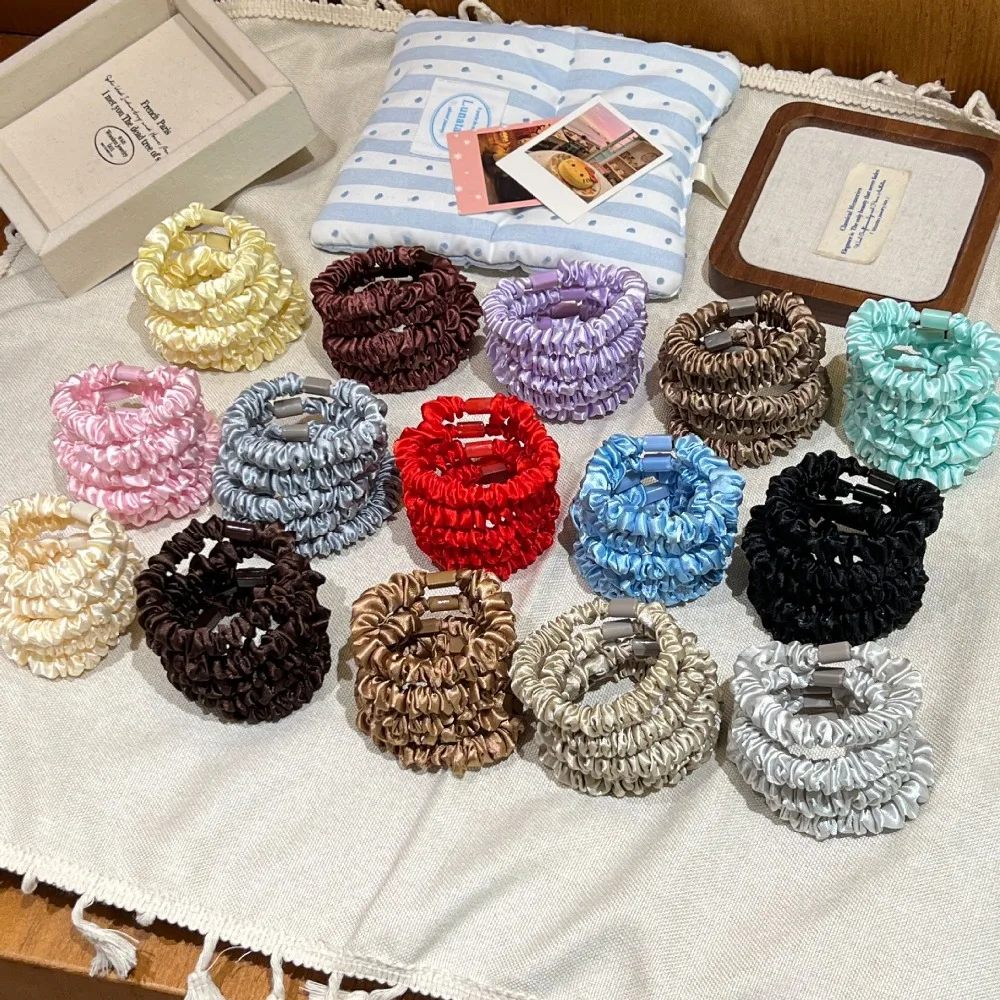 Satin Small Scrunchies, No Damage Hair Ties Elastic Ponytail Holder for Women Girls, Cute Hair Accessories