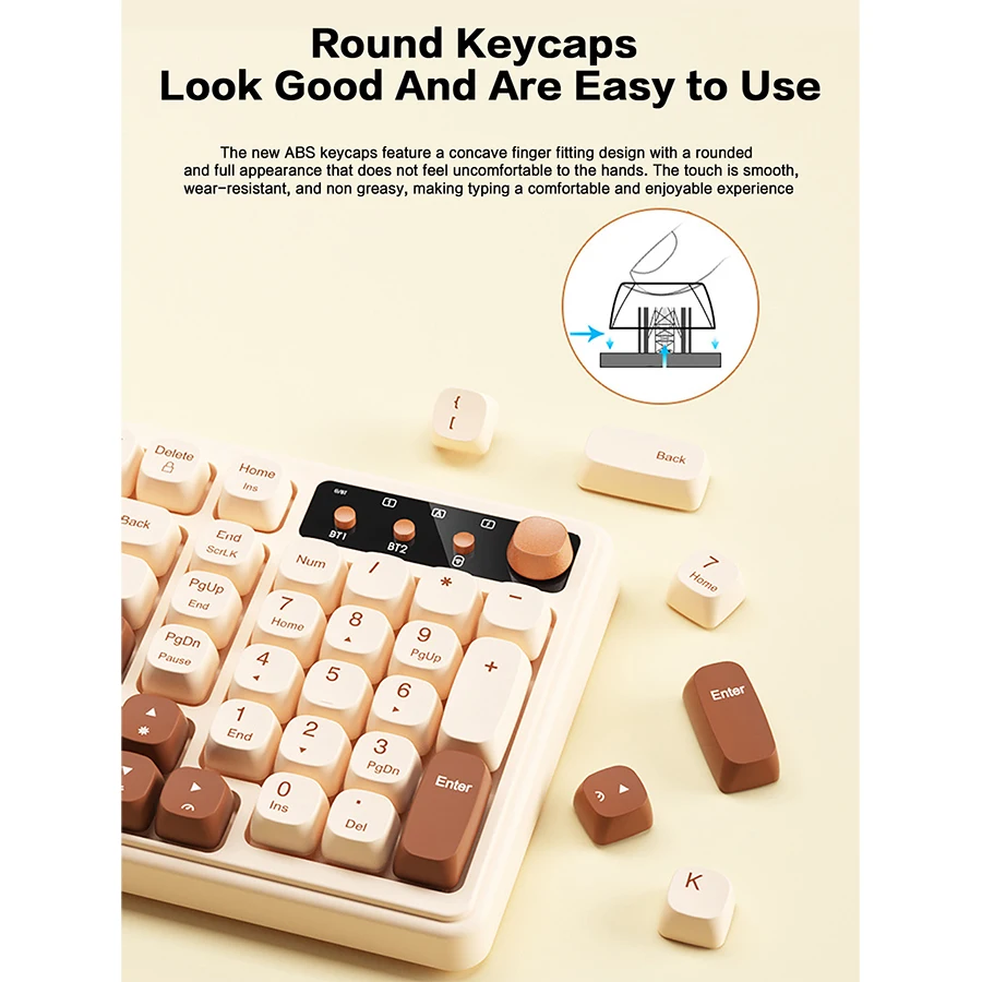 Rechargeable Bluetooth5.0/2.4G/USB-C Wireless Keyboard with Volume Knob,99 Key Wireless Backlit Compact Keypad for Window/Mac OS