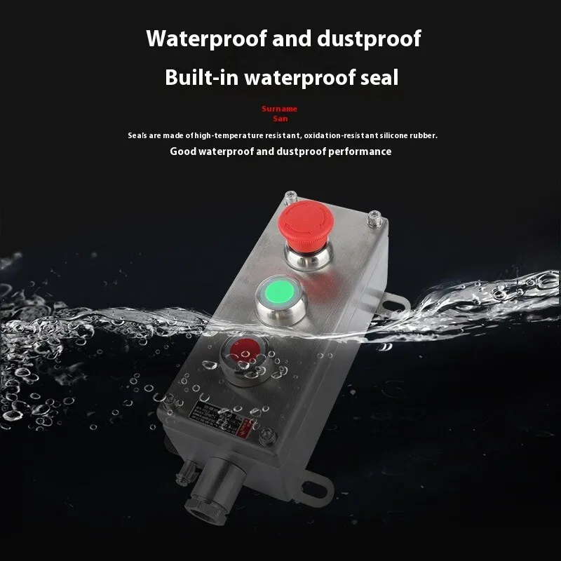 Explosion-proof Stainless Steel Button Box Scram Emergency Stop Switch Waterproof Dustproof Anticorrosive 3-Proof Column 1KG