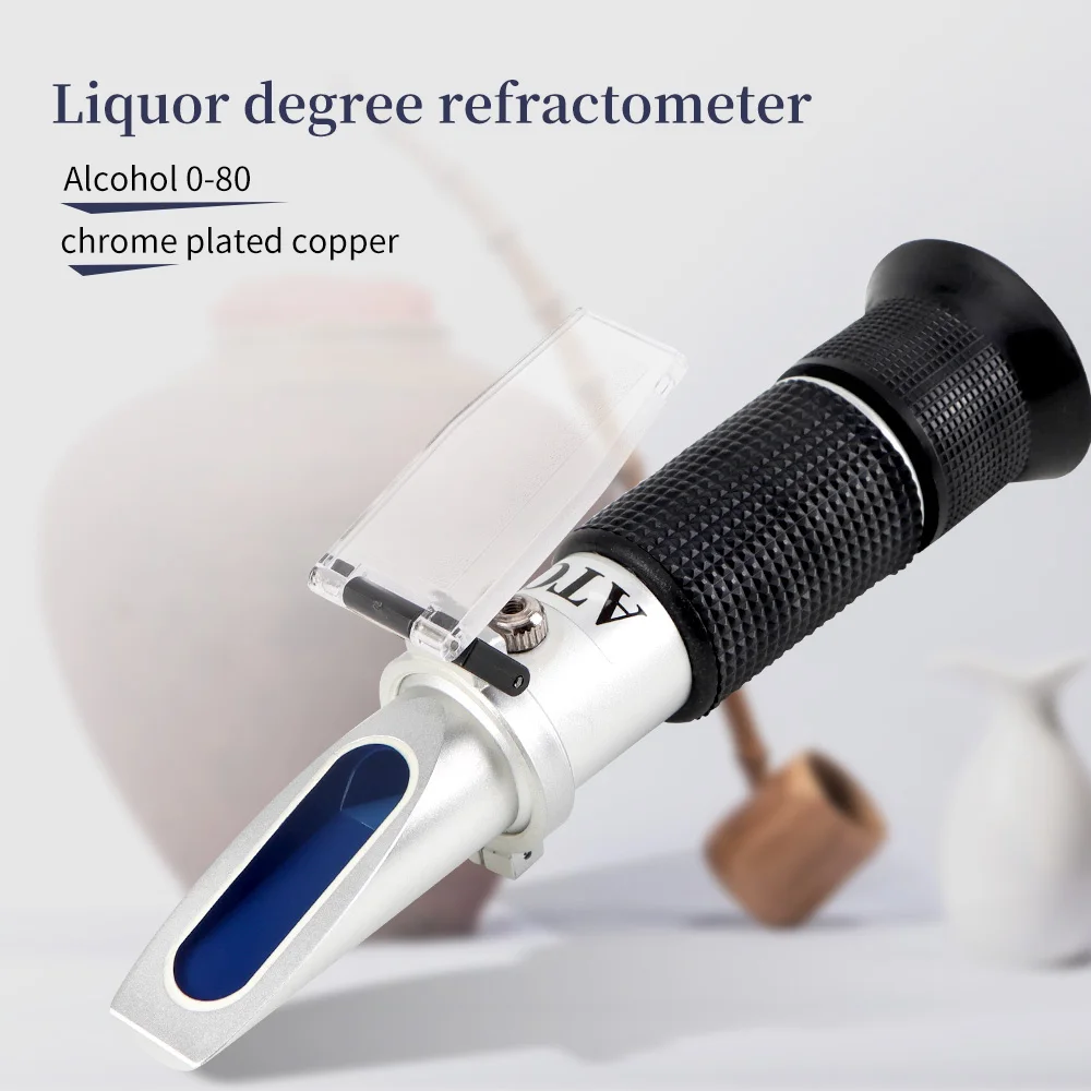 Alcohol Refractometer Handheld 0-80% ATC Spirits Tester Meter Alcoholometer Detector Monitor Liquor Wine Content Tester