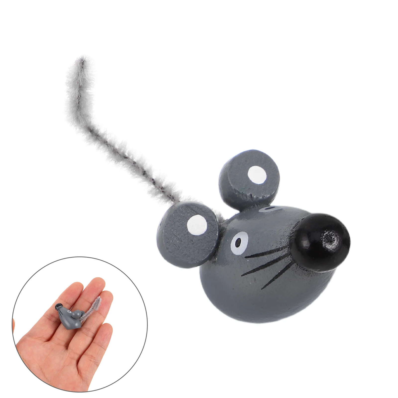 

15Pcs Mini Wood Mouse Desktop Decoration Bendable Tail Realistic Animal Sculpture for Kids Role Play Halloween Prank