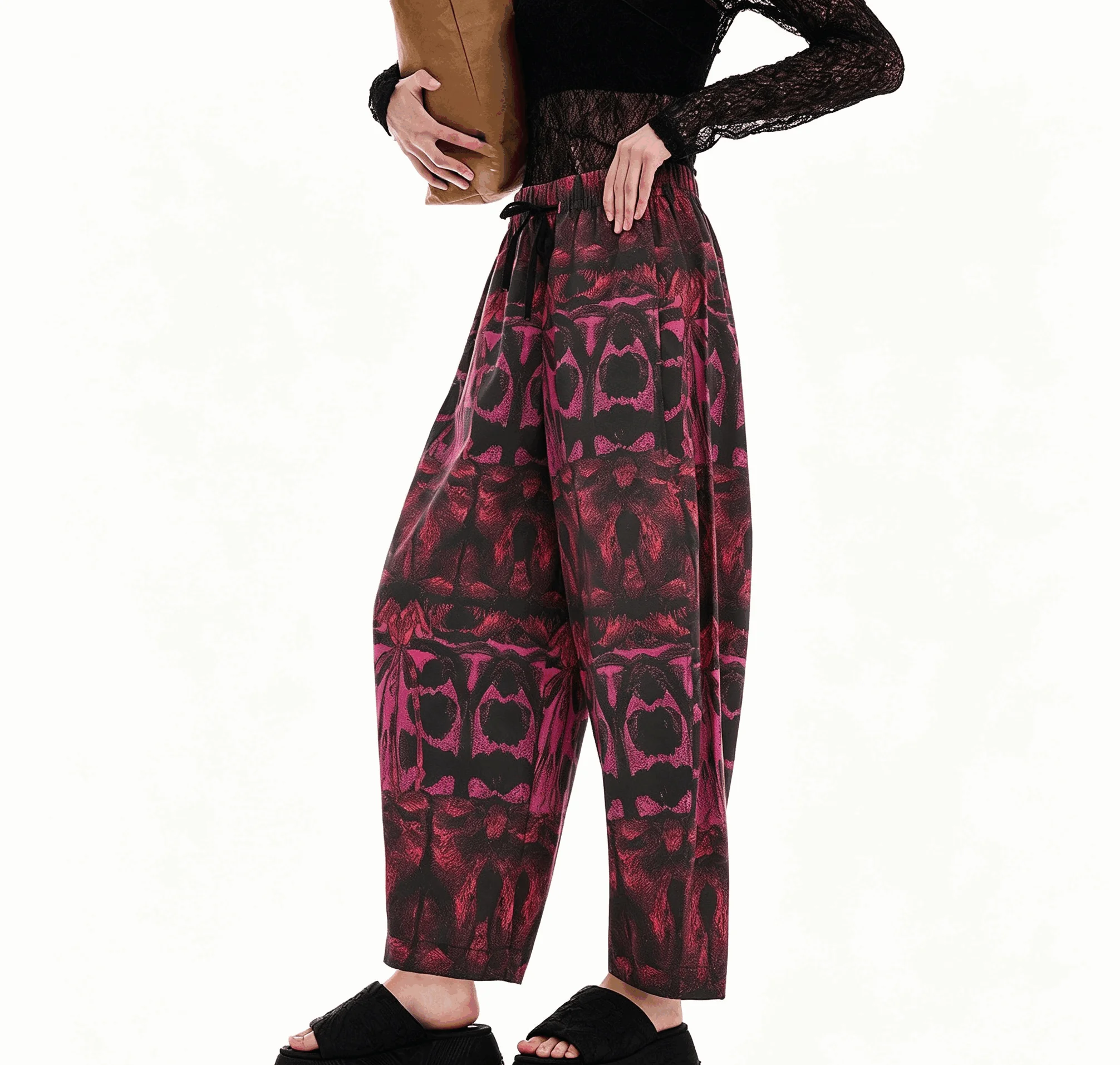Spanish Original Single Women's Casual Pants Embroidered Printed Loose, Lightweight, Fashionable Wide Leg Pants