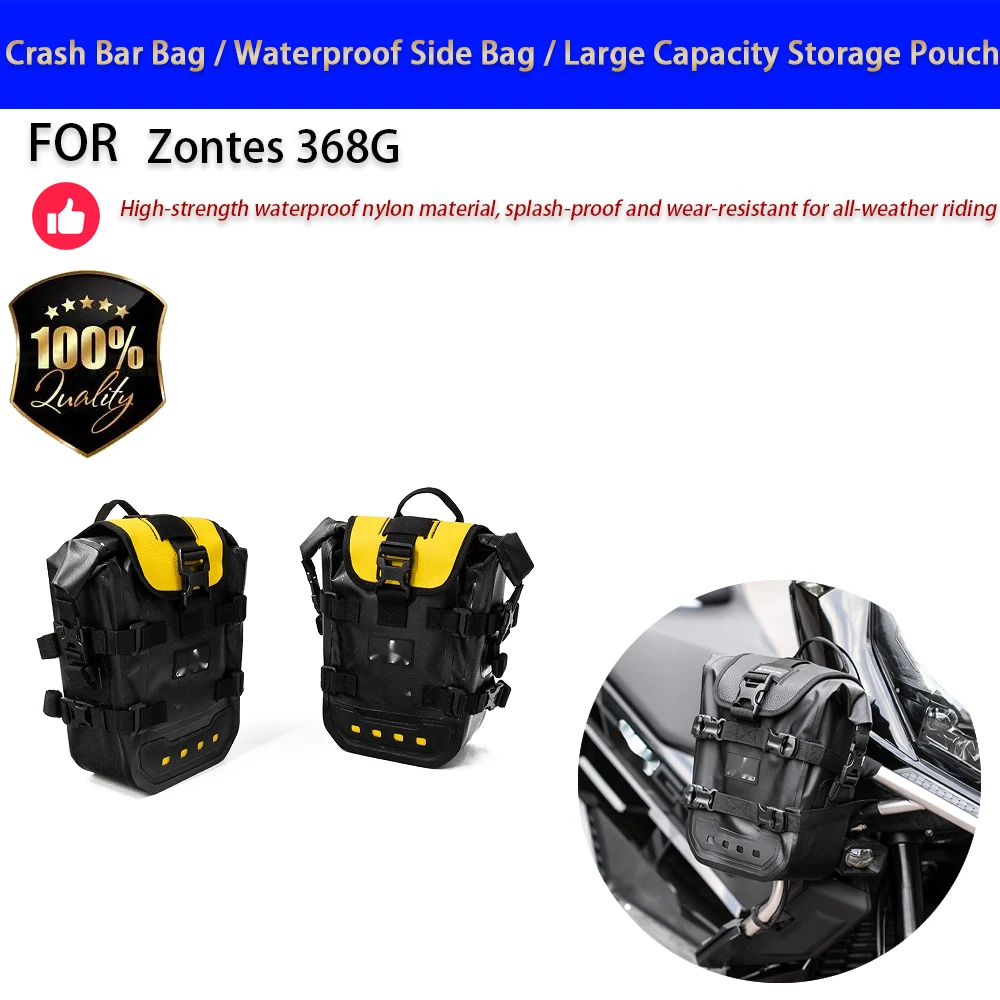 For Zontes 368G Crash Bar Bag Waterproof Side Storage Pouch Large Capacity No-Drill Accesorios Moto