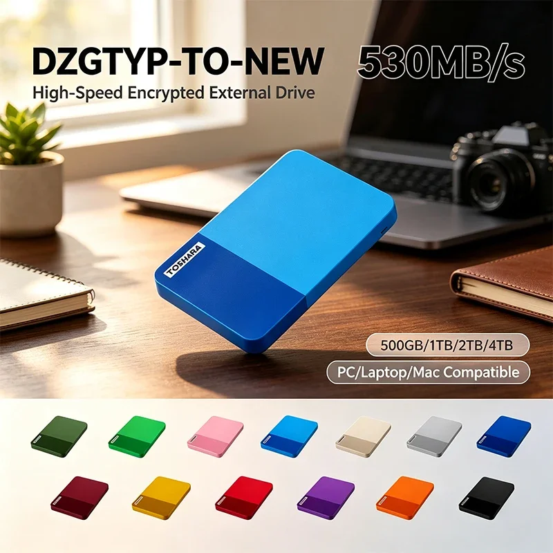 Original T0 blue/white/Royal blue Portable External Hard Drive High Speed Storage Disk Compatible with Laptop Desktop MacAndroid
