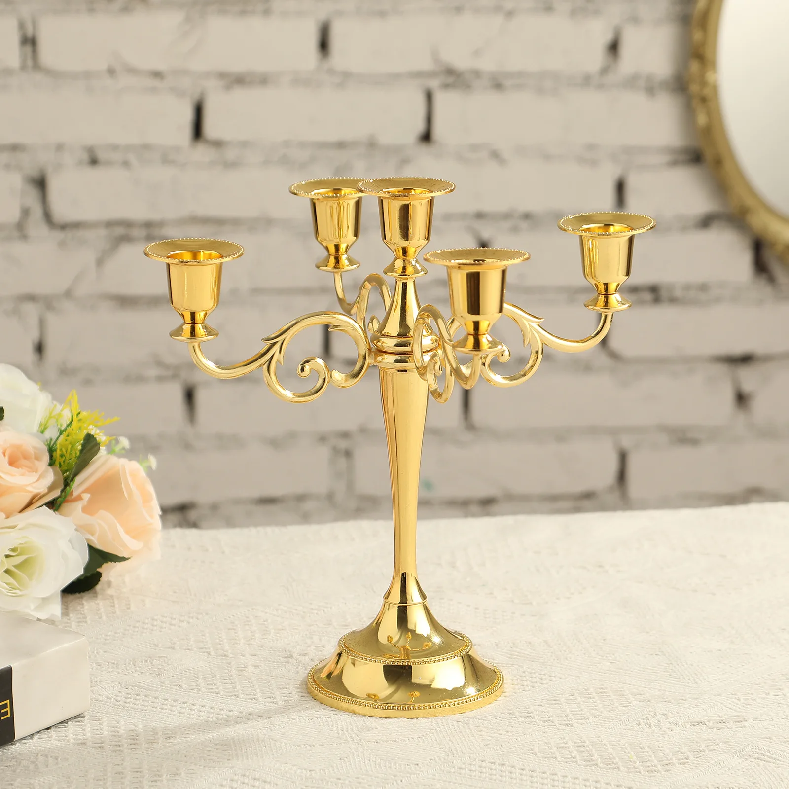 The product can be customized. Retro candlestick with three heads and five heads Amazon wrought iron candlestick table