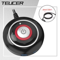 Teucer  Desktop Computer Power Switch Button With Dual USB Audio PC Host External Start Button Paste Type Swich