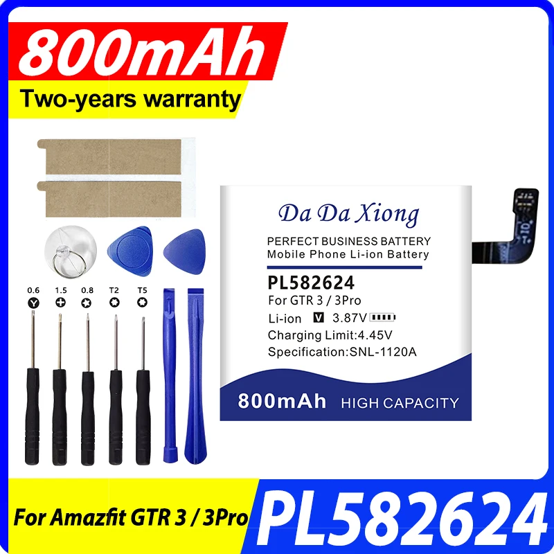 

DaDaXiong PL582624 Replacement Battery For Amazfit GTR 3 GTR 3 Pro 3Pro 800mAh Watch Batteries + Free Tools