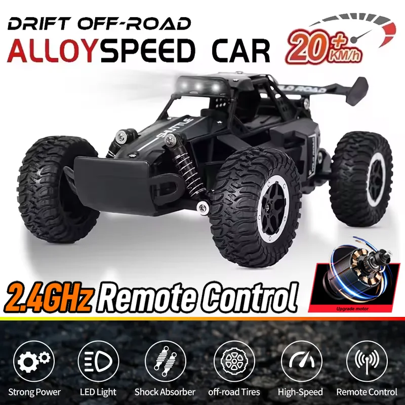 Nuove Auto RC 20 KM/H ad Alta Velocità 2WD Fuoristrada con Fari LED 2.4GHz Monster Truck Giocattoli RC per Esterni Regali