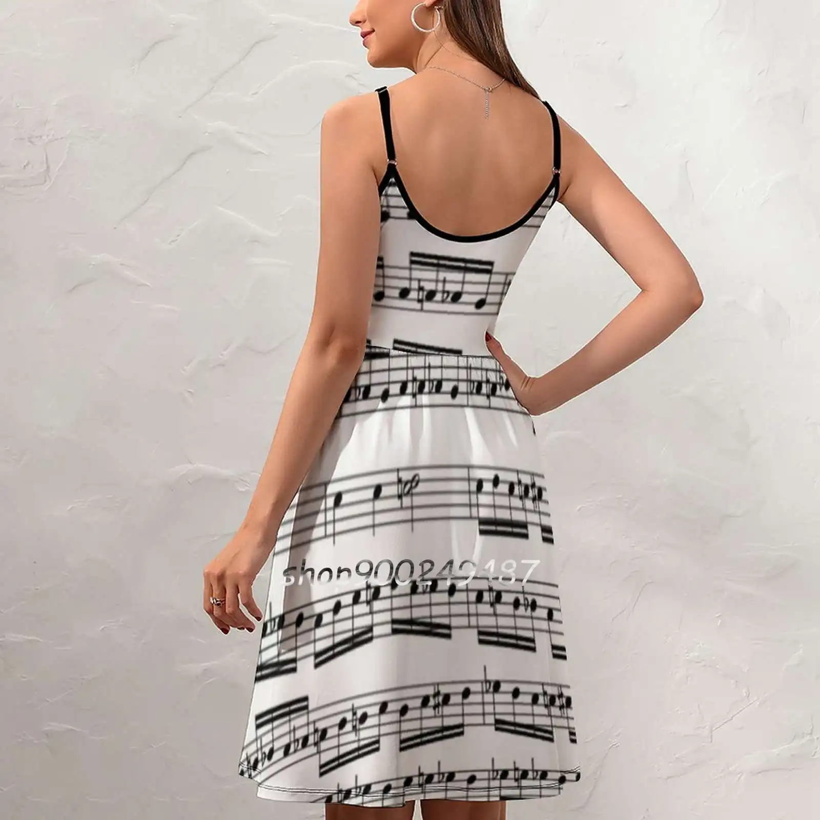 Sling Dress Women Summer Printing Condole Belt Dresses Music Score Musician Piano Notes Notation Note Treble Quaver Crotchet