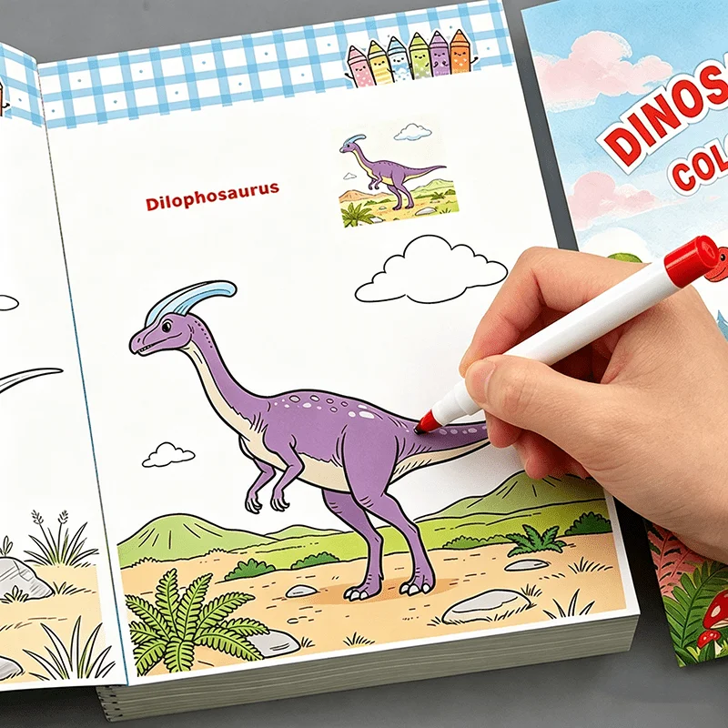 Kids Dinosaur World Coloring Book 32 Pages, Dinosaur Colouring Activity Book, Children Creative Drawing Book for Early Learning
