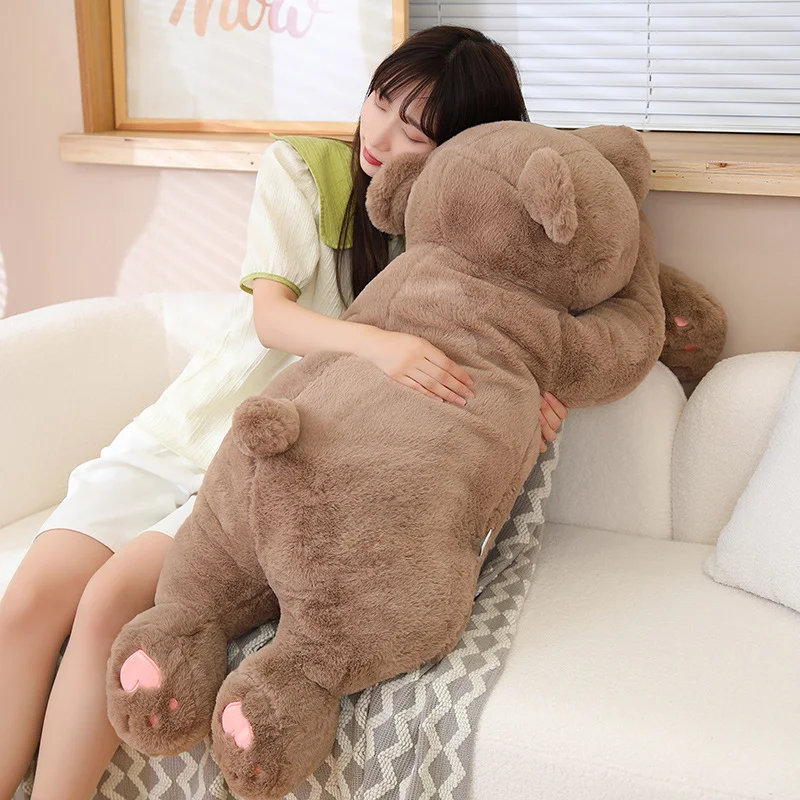 60-120cm Cute Plush Lying Sleeping Bear Pillow Kawaii Long Arm Polar Bear Dolls Bed Cushion Stuffed Soft for Children Kids Gifts