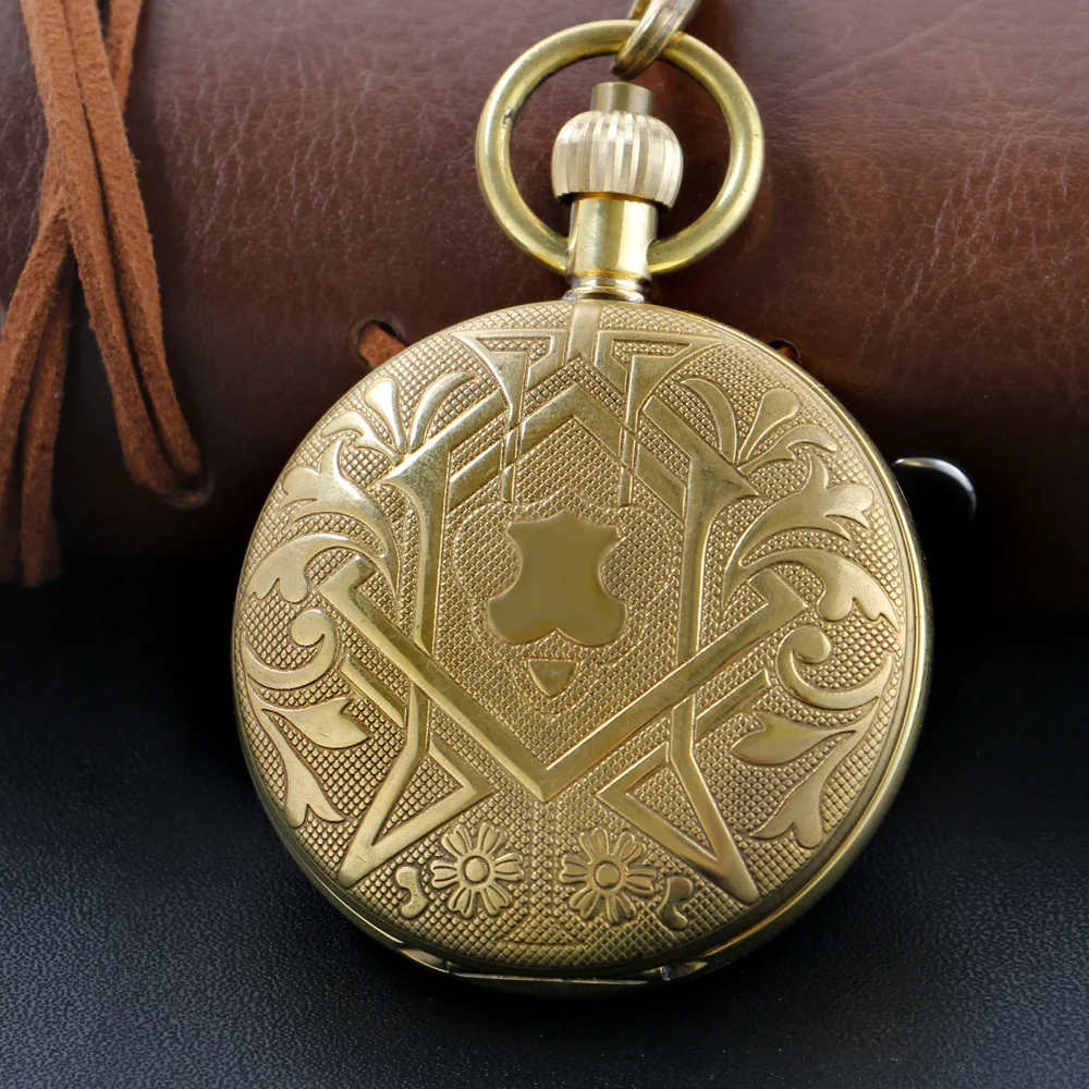 

Luxury Bronze Flower Relief Mechanical Pocket Watch Commemorative Pendant Clock Gift with Fob Chain Antique Timer Gift