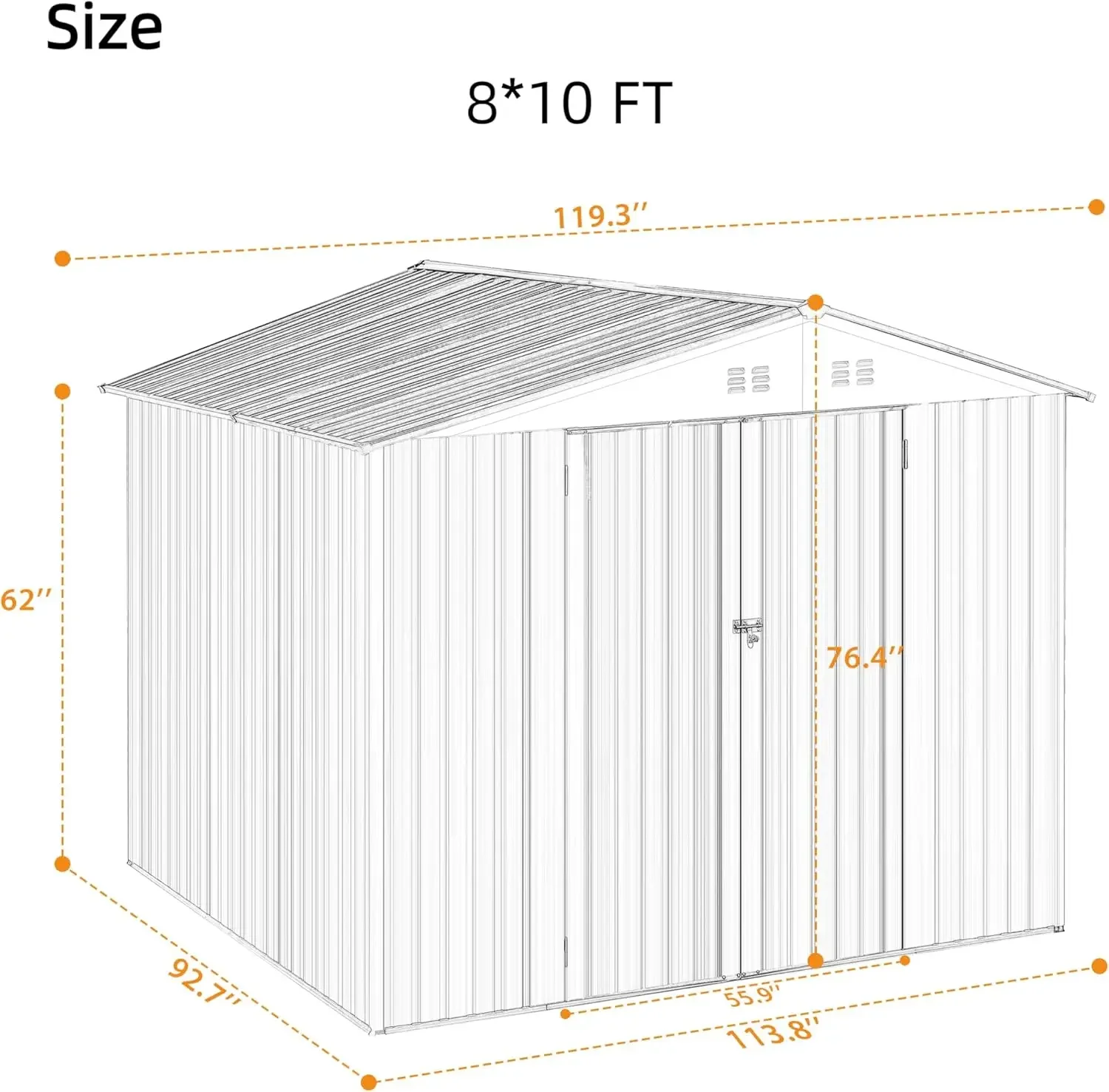 Metal Garden Shed with Floor, Outdoor Shed with Lockable Door & Shutter Vents, Storage Sheds for Backyard, Lawn, Patio