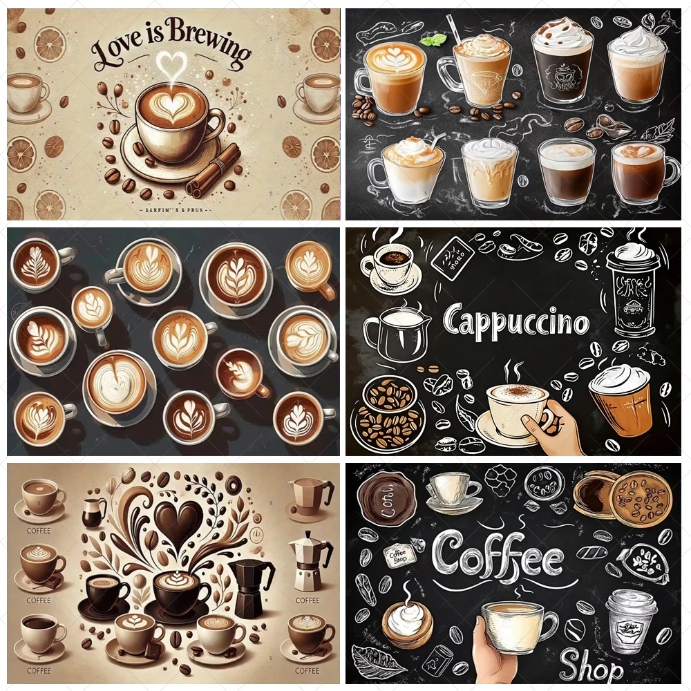 

Coffee Theme Party Decorations Brunch Tea Coffee Beans Croissant Background Birthday Banner Baby Shower Backdrop Supplies Props