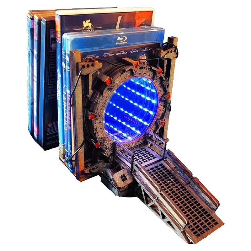 

1pc Galaxy Gate Bookend Creative Cross-Border Time Tunnel LED Light Up Bookends Desktop Book Stoppers Bookshelf Gifts