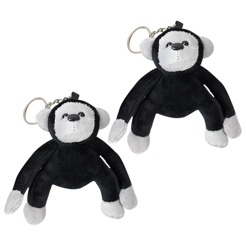 2 pçs angango chaveiro fofo gorila pingentes de pelúcia metal animal de pelúcia mochila pendurado decoração portátil presente compacto