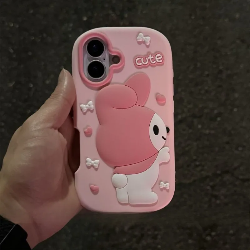 Desenhos animados tridimensional hello kitty minha melodia caso de telefone móvel 16promax iphone15 silicone 1413 feminino 14pro caso de telefone móvel