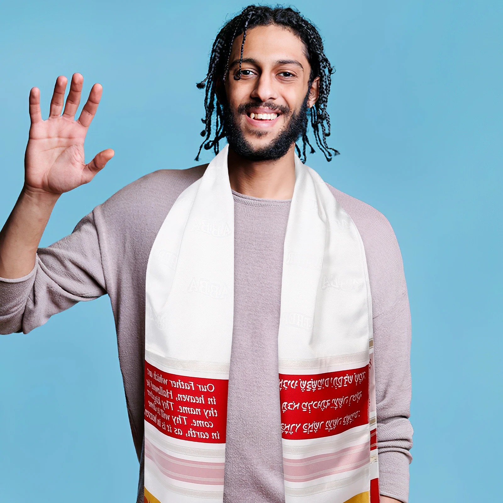 

Prayer Shawl Winter Bible Verse Polyester Religious Wrap Large Size Comfortable Touch Elegant Men Scarf