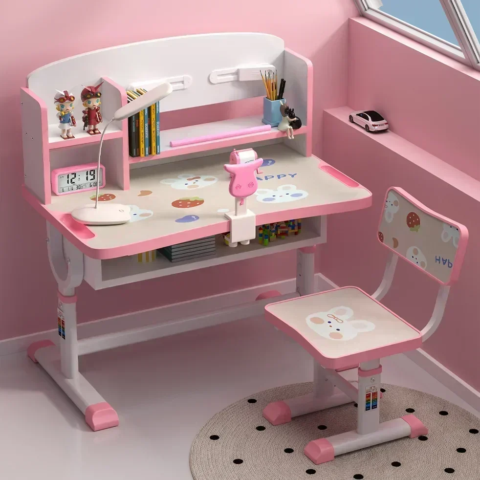 Hooki Cross-Border Hand-Cranking Adjustable Children's Learning Table and Chair Set Kindergarten Tutorial Class School Desk and