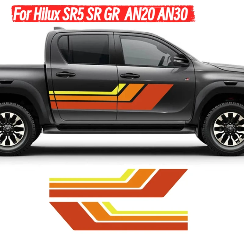 

2Pcs Pickup Side Door Styling Car Stickers For Toyota Hilux SR5 SR GR AN10 AN20 AN30 2005 2019 PVC Vinyl Decals Auto Accessories