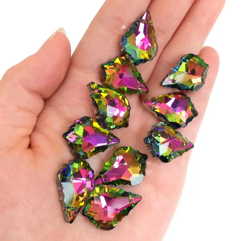 Großhandel 10 Stück Mehrfarbige Doppelseitige Kristallglas Ahornblatt Lose Abstandsperlen DIY Ohrringe Halskette Anhänger Schmuck Geschenke – Detail 2